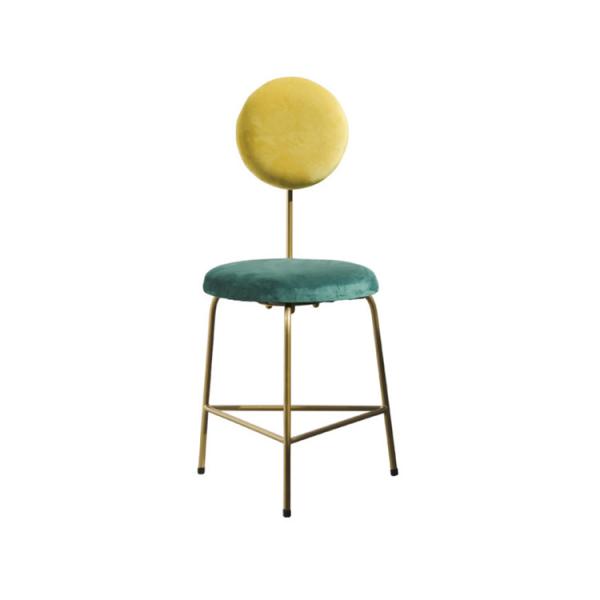 Velvet Multi Colored Upholstered Dining Chairs Metal Frame With Triangle Legs