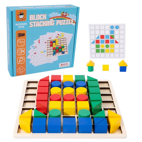 Creative Wooden Block Puzzle Montessori Teaching Children'S Early Educational
