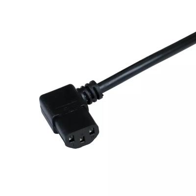 Ângulo elétrico do IEC C13 do cabo 10A 13A 15A da alimentação CA do Pin do dente da ligação 3