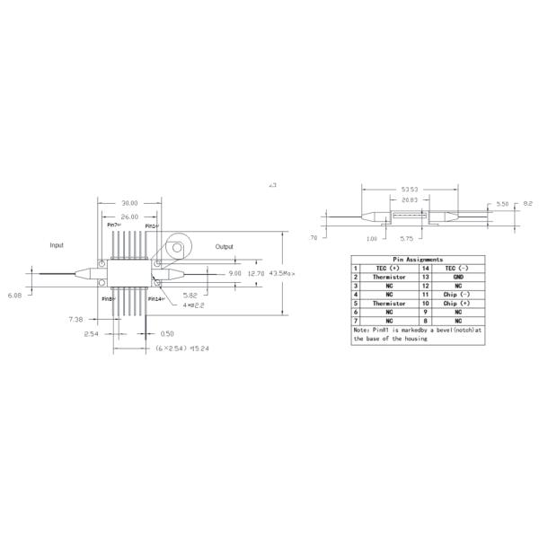 Janhoo 1310nm G20 Butterfly SOA профессиональный полупроводниковый оптический усилитель Низкое потребление энергии