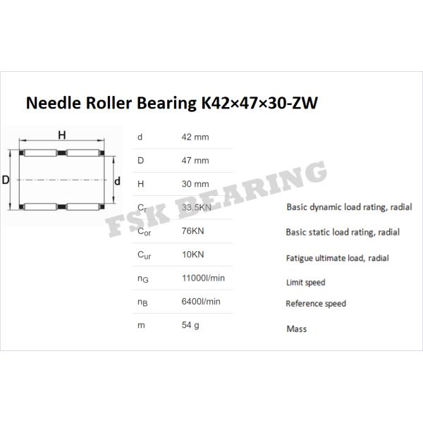 K-ZW Series K42X47X30-ZW , K58×65×36-ZW Needle Roller Cage Assembly Radial Load