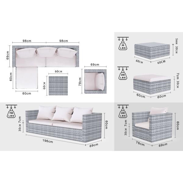 Mail Packing Y AJUNION Wicker Rattan Garden Sofa Set Outdoor Furniture Sectional