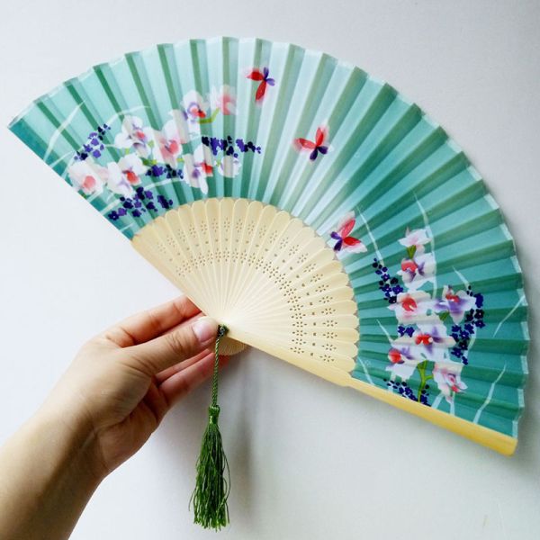 [I AM YOUR FANS] Sufficient Stock! Nice Silk Fabric Bamboo Ribs Fans butterfly Sakura Japanese Wedding Gift Floding Hand Fan