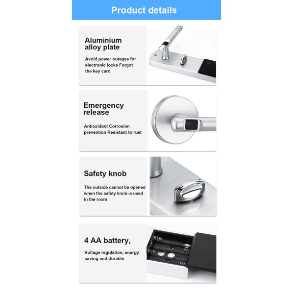 Digital Semiauto Handle Hotel Smart Locks Baking Vanish Aluminium Alloy Material