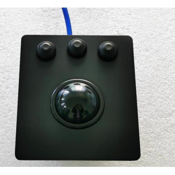 Metal Panel Industrial Black Trackball Mouse With 3 Waterproof Buttons
