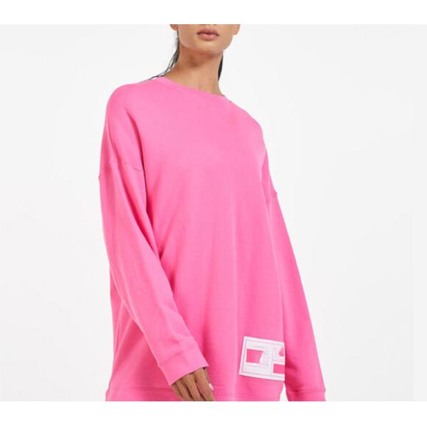 Sportswear рукава шеи 100% хлопок фуфайка круглого длинного слишком большая для женщин