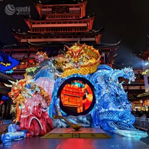 High End Handcrafted Dragon Sculpture Festive Lantern For Outdoor