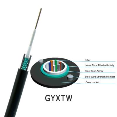 Do cabo de fibra ótica fraco central do único modo do tubo de GYXTW resistência exterior preta do esmagamento da cor da bainha