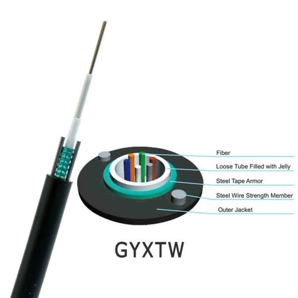 GYXTW central Loose Tube single mode optical fiber Cable Black Outer Sheath Color Crush Resistance