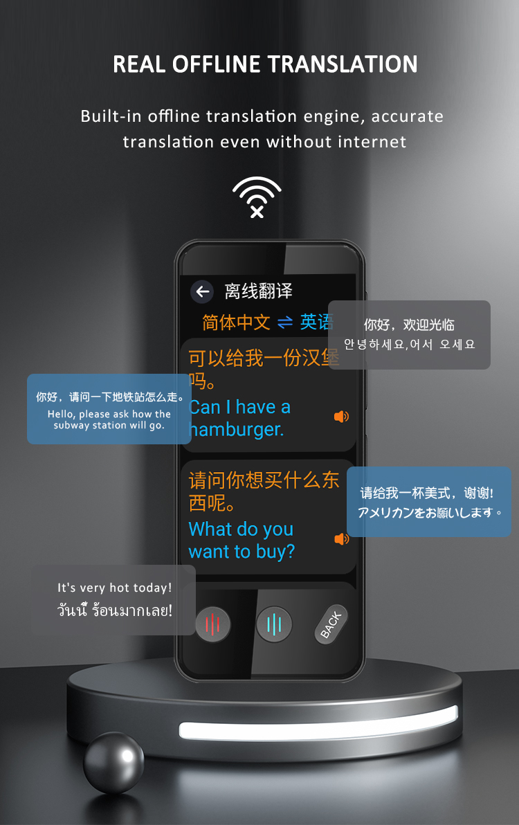 Voice Smart Electronic Translator Device 142 Languages Vietnamese Laotian Kazakhstani Russian