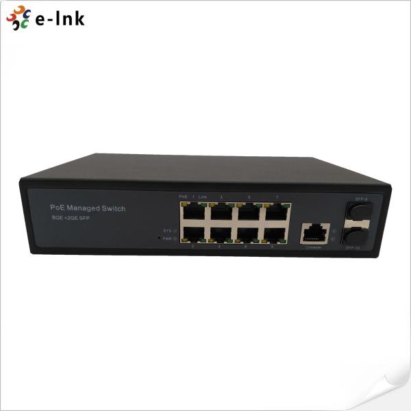 Switch PoE/PoE+ IEEE 802.3af/at de 8 puertos Gigabit gestionados + 2 puertos SFP con detección automática y PoE pasivo de 24V