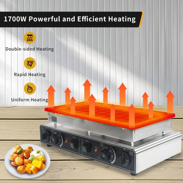 50PCS Commercial Poffertjes Maker Electric Pancakes Maker NonStick Coating Stainless Steel Body Snack Machine for Snack Bar