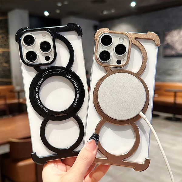 Apple 16 Mobile Phone Case Metal Magnetic IPhone17 Borderless 360 Degree Rotating Bracket 15p Full Cover Protective Cover