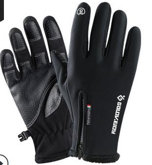 Men Women Waterproof Windproof Gloves Winter Touch Screen Full Finger Zipper