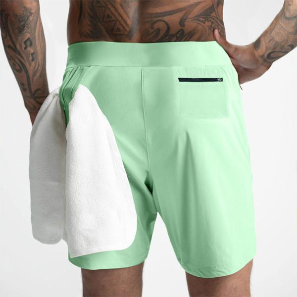 2 In 1 Athletic Training Workout Men Gym Shorts Polyester Double Layer Quick Dry