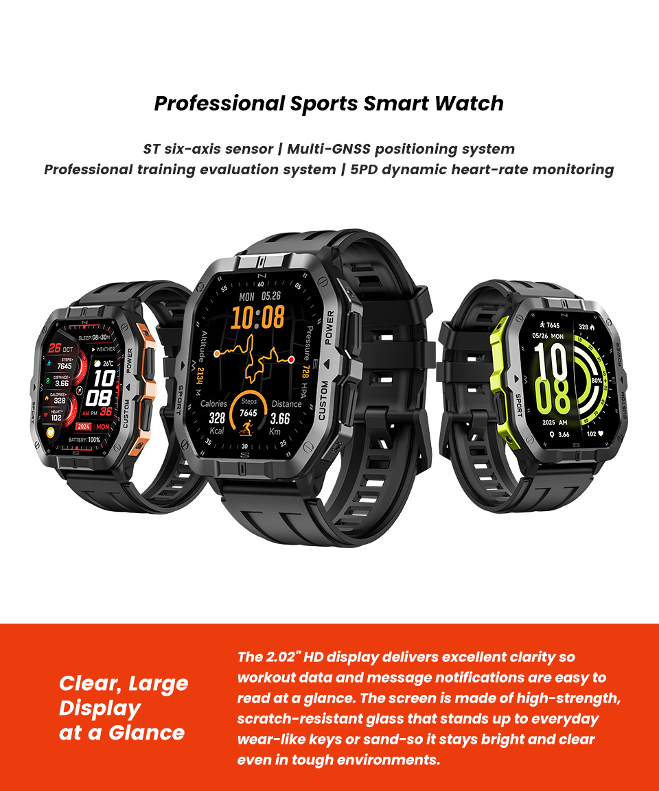 SHUANXIANG GPS Smart Watch C32 Pro 2ATM Waterproof TFT Display 5-10 Days Battery Multisport Tracker Barometer Altimeter Compass