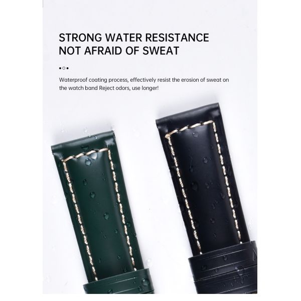 Velcro Smooth Glossy Genuine Leather Watch Straps
