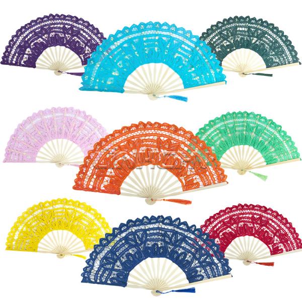 Wholesale Perfect for Outdoor Wedding Bridal Fans Bamboo Crafts Folding Fan Wedding Favors Lace Hand Fans