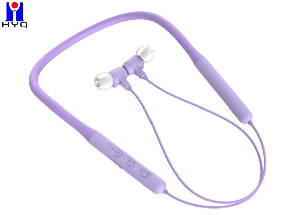 V5.0+ EDR Neck Band True Wireless Stereo Earphones Sports Bluetooth Earbuds Purple