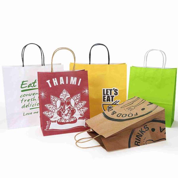 100% Eco Friendly FSC Craft Retail Kraft Paper Shopping Bags With Reinforced Handle