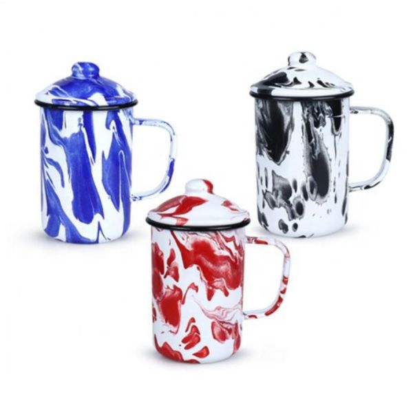 Customized Color Floating Drawing Design Enamel Mugs Sets Camping Mug Coffee Mug Featuring High Temperature Logo Printing