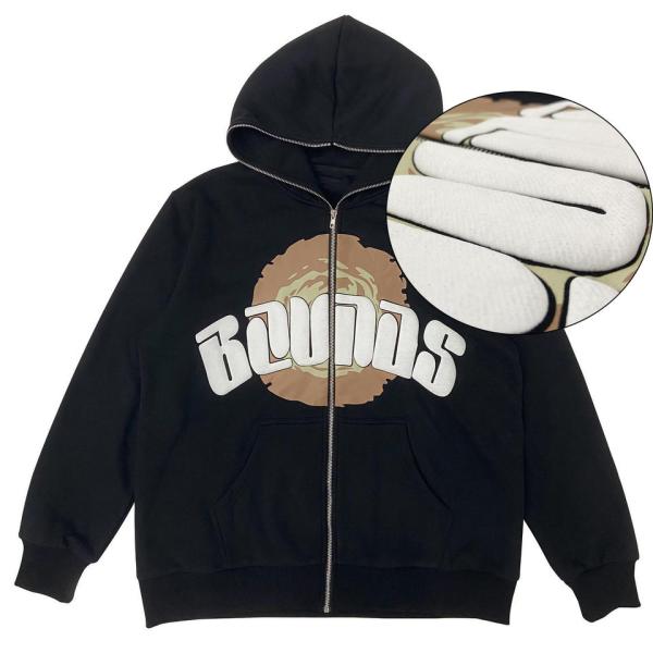 High Quality Custom Logo Wholesale 100% Cotton Premium 3D Full Zipper Up Puff Print Hoodies