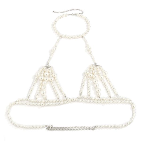 European and American Body Chain Bikini Size Bead Chain Waist Chain Wholesale Price Multi-layer Imitation Pearl Simple Sexy