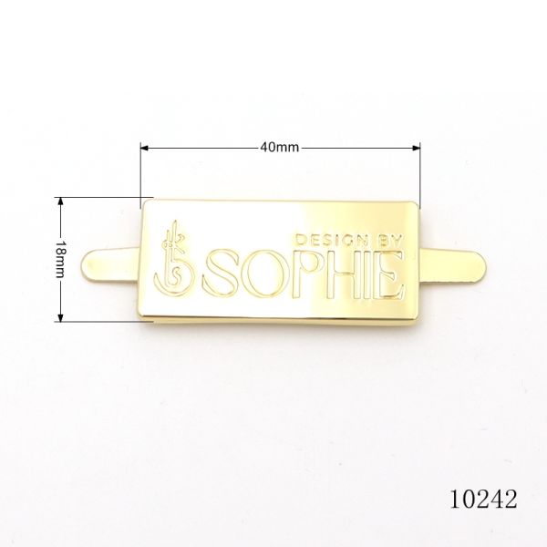 Highly Polished Metal Logo Tag Gold Bag Name Plate OEM / ODM