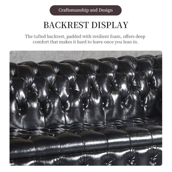 Nidea #863 American Industrial Style Art Hotel Cafe Genuine Leather Chesterfield Sofa Set 1 2 3 Seater Combination Living Room