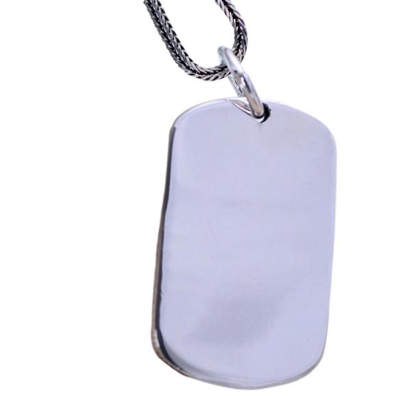 Sterling Silver Dog Tag Necklace Wheat Chain for Women and Men (N052777)