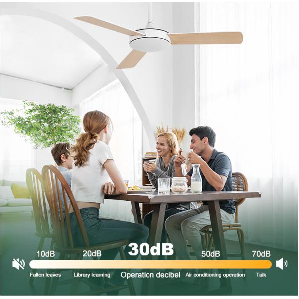 Ventilador de teto com motor reversível com controle remoto e lâminas brancas de MDF