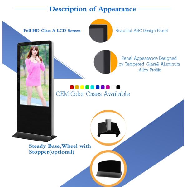 Full HD Media Player Digital Signage Kiosk 1080P 4.4 Android For Advertising