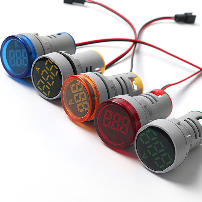 Digital LED Ammeter AD16-22AM Mini Open Hole Current Meter with Indicator Light Small AC Panel Meter