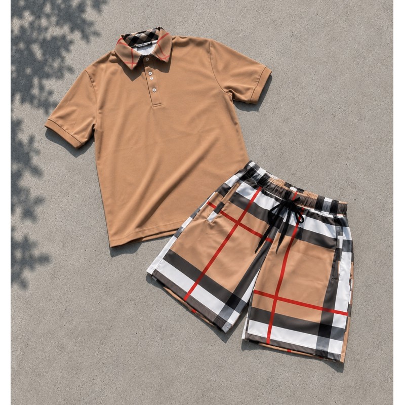 Tianan Clothing Manufacturer Custom Brand Men s Sets Summer Casual Plaid Shorts High Quality Outdoor Polo Shirts and Shorts Sets