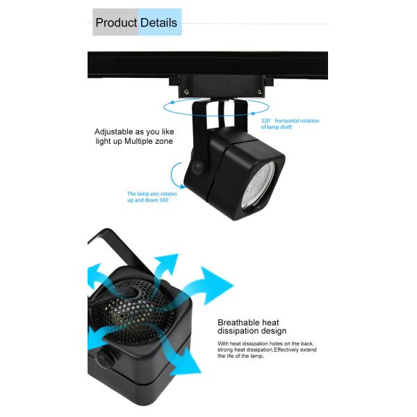 Home Clothing Store Commercial Gu10 Track Spot Light , 6W Square Track Light