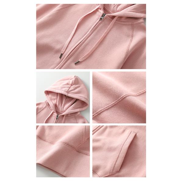 Unisex long sleeve winter rib cuff zipper up hoodies