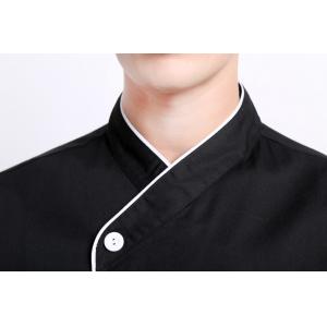 White Cutton White Edage Black Chef Suit
