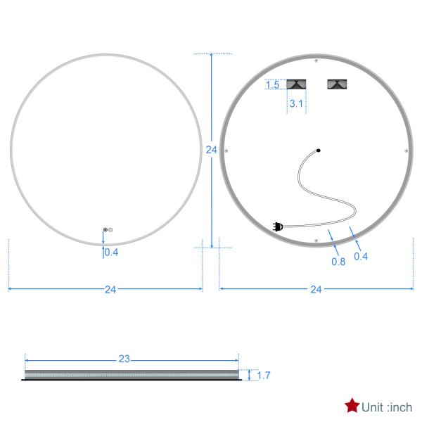 Magnifying Round Backlit Bathroom Mirror 5mm Beauty Salon Mirror With Lights