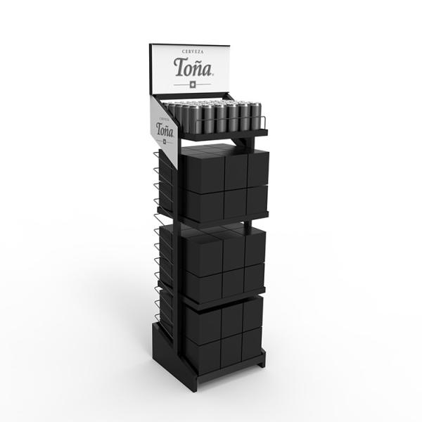 Customized Vintage Floorstanding beverage display stand beer can display rack for store