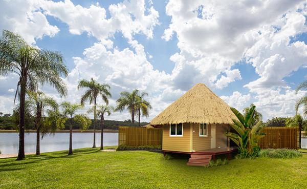 O sistema claro da armação de aço pré-fabricou o bungalow de madeira de Overwater do bungalow