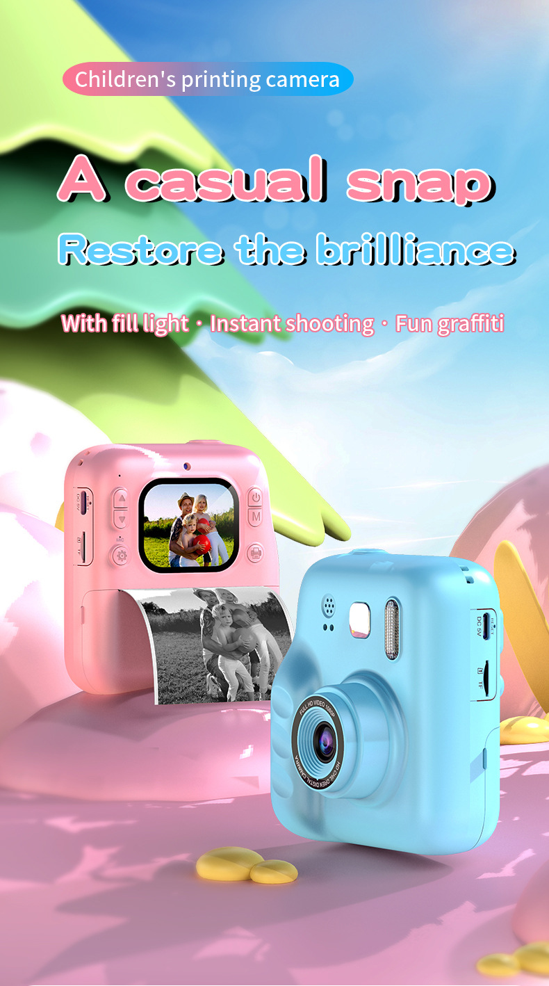 Cross-border New MINI Same Style for Children's Camera Digital Printing Portable HD 2.0