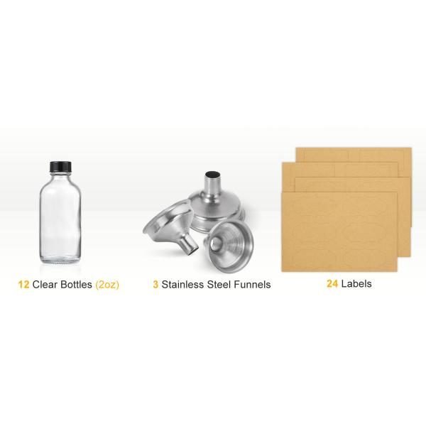 Small Clear Glass Bottles With Lids Boston Sample Bottles for Potion, Juice, Wellness, Ginger Shots, Whiskey, Liquids