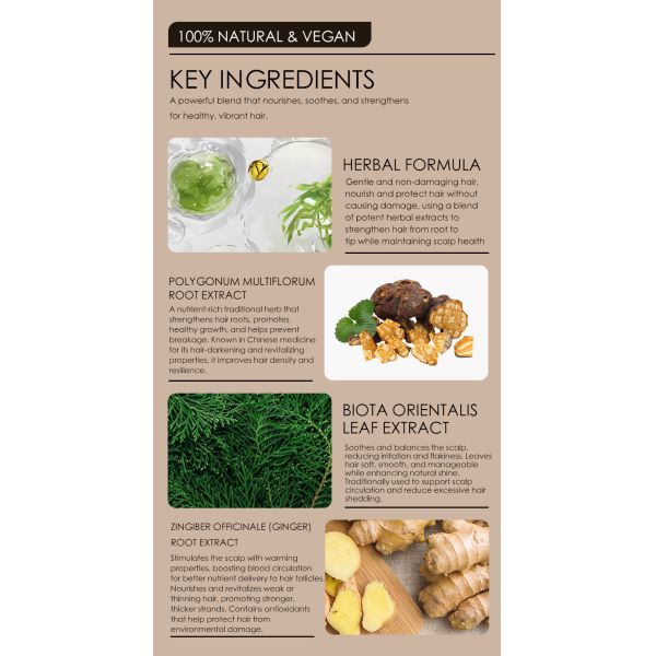 Formule à base de plantes pour coloration capillaire semi-permanente, sans ammoniaque, 200ml pour barbes