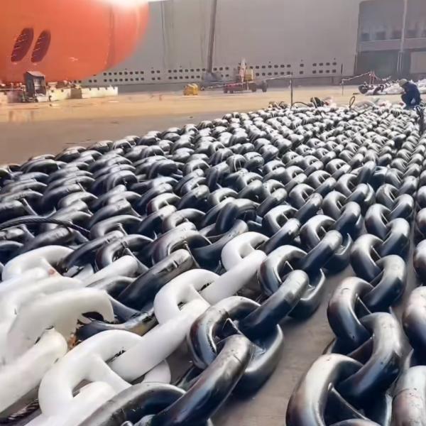 105mm Galvanized Chain For Anchor High Strength Alloy Steel Stud Link