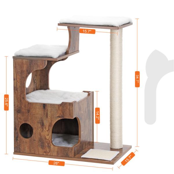 Fantasy Solid Wood Songmics Cat Tree Affordable Medium Three Bed Cave Equipped