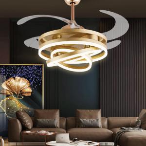 ヨーロッパのクリエイティブ 90W LEDの三輪扇風機ランプ 現代的なリモコン リビング ダイニングルームのためのダブルライト