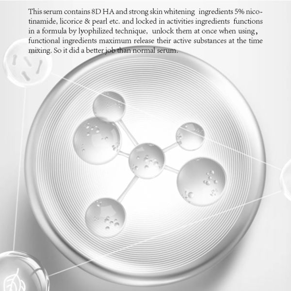 LYZ Factory Wholesale Anti-Aging Firming Microneedle Ampoule Serum Freeze Dried Niacinamide Pearls Whitening Commercial