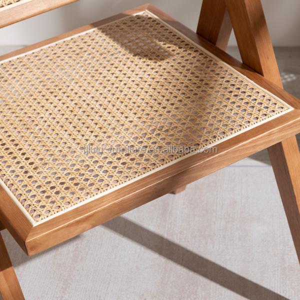 OEM Service Accepted Dining Room Furniture Designer Nordic Solid Wood Rattan Chair with Backrest