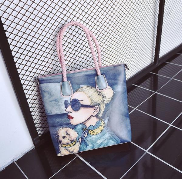 2016 new European and American star woven handbag trend shoulder diagonal female