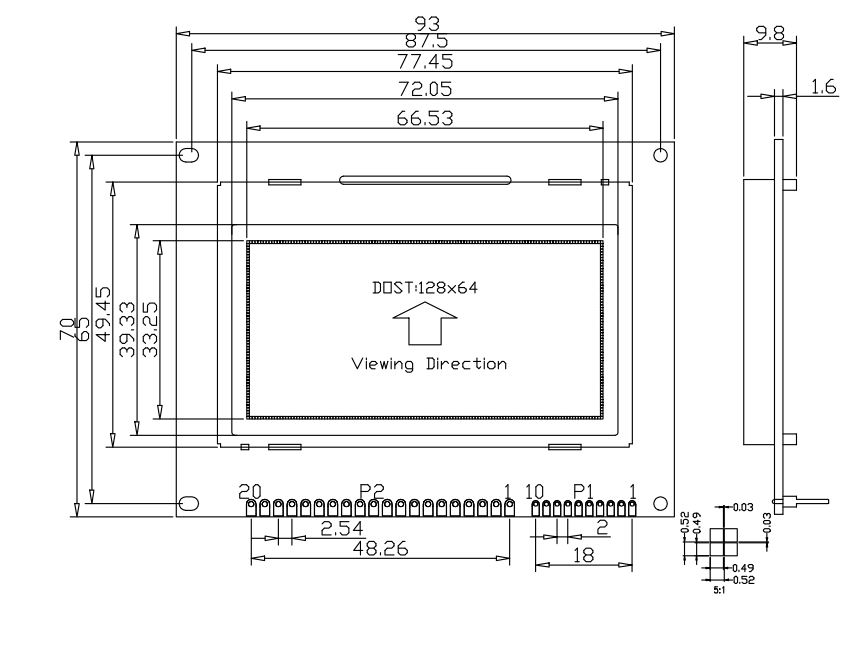 COG УДАРА управляя модулем LCD дисплея 70℃ Monochrome LCD